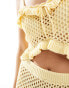 Фото #4 товара ASOS DESIGN knitted crochet cami top with frill and tie detail in lemon