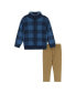 ფოტო #1 პროდუქტის Toddler/Child Boys Navy Check Intarsia Sweater Zip-Up Set