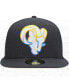 ფოტო #4 პროდუქტის Men's Graphite Los Angeles Rams Color Dim 59FIFTY Fitted Hat