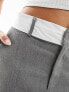 In The Style tailored contrast waistband split front maxi skirt in grey