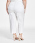 ფოტო #2 პროდუქტის Plus Size Linen-Blend Mid Rise Drawstring Crop Pants