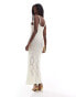 ASOS DESIGN knitted crochet midaxi dress with metallic yarn in cream Бежевый, L - EU 44-46 - фото #3