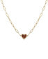 ფოტო #1 პროდუქტის Garnet Heart Cluster Paperclip Link 18" Pendant Necklace (1/4 ct. t.w.) in 14k Gold-Plated Sterling Silver