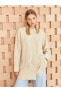 Düz Uzun Kollu Keten Karışımlı Oversize Kadın Gömlek Tunik
