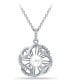 Macy's imitation Pearl and Cubic Zirconia Crystal Halo Pendant Silver Plate 18" Серебристый - фото #1