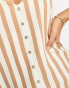 Фото #6 товара Only v neck button down cami top in beige and white stripe
