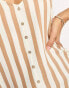 Only v neck button down cami top in beige and white stripe