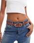 Фото #1 товара Vero Moda half moon gold buckle belt in tan