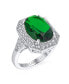 Фото #6 товара Fashion Large Oval Solitaire AAA CZ Pave Simulated Green 15CTW Cocktail Statement Ring For Women