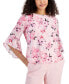 Women's Floral-Print Ruffled-Sleeve Boat-Neck Top