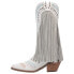 Dingo Gypsy Embroidery Studded Fringe Snip Toe Cowboy Womens White Casual Boots