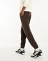 Фото #2 товара ASOS DESIGN tapered fleece joggers in brown