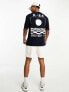 River Island Japanese back print t-shirt in navy