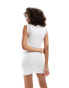 Фото #4 товара ASOS DESIGN boat neck mesh mini dress with binding in white