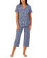 Women's 2-Pc. Notched-Collar Cropped Pajamas Set