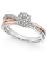 ფოტო #1 პროდუქტის Diamond Crossover Promise Ring (1/4 ct. t.w.) in Sterling Silver and 14k Rose Gold