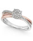 Фото #1 товара Diamond Crossover Promise Ring (1/4 ct. t.w.) in Sterling Silver and 14k Rose Gold