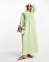 Фото #2 товара ASOS DESIGN clean shirred batwing maxi dress in sage