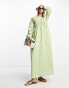 ASOS DESIGN clean shirred batwing maxi dress in sage