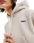 Obey bold logo cropped hoodie in beige