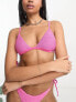Фото #1 товара Free Society crinkle triangle bikini top in flirty pink