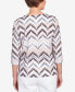 Фото #2 товара Petite Classic Neutrals Shimmering Chevron 3/4 Sleeve Top