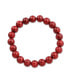 Фото #2 товара Simple Plain Stacking Round Coral Red Stone Ball Bead Stackable Strand Stretch Bracelet For Women Teen For Men 8MM