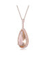 Фото #3 товара Sterling Silver 18K Rose Gold Plated Pear Shaped Morganite Cubic Zirconia Pendant Necklace