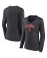 ფოტო #1 პროდუქტის Women's Heather Charcoal Oklahoma Sooners Evergreen Campus Long Sleeve V-Neck T-shirt