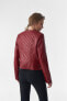 ფოტო #3 პროდუქტის Women's Genuine Leather Quilted Biker Jacket, Burgundy