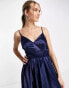 Little Mistress pleated maxi dress in navy