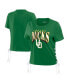Фото #1 товара Women's Green Oregon Ducks Side Lace-Up Modest Crop T-shirt