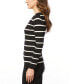 Women's Scoop Neck Ribbed Striped Sweater, Regular & Petites