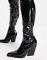 Фото #8 товара ASOS DESIGN Kansas heeled western over the knee boots in black patent