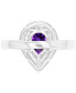 ფოტო #5 პროდუქტის Amethyst (3/4 ct. t.w.) & Lab-Grown White Sapphire (3/4 ct. t.w.) Teardrop Halo Birthstone Ring in Sterling Silver (Also in Additional Birthstones)