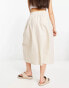 Native Youth linen drawcord midaxi skirt in ecru