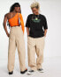 COLLUSION Unisex Y2K twill utility trousers with seam detail in stone