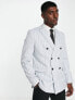 Jack & Jones Premium double breasted suit jacket in light blue stripe
