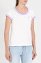 Фото #1 товара Marc Jacobs 154867 Women's Logo Accent Stripe Trim Tee Ivory/Multi Sz. Small