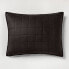 Фото #1 товара King Heavyweight Linen Blend Quilt Pillow Sham Washed Black - Casaluna