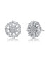 Sterling Silver White Gold Plated Clear Round Cubic Zirconia Stud Earrings