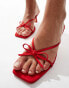 Public Desire Cindy Wide Fit bow heeled sandals in red