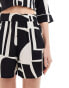 Vero Moda relaxed shorts co-ord in abstract mono print