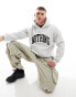 Good For Nothing applique varsity hoodie in grey marl