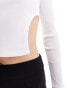 ASOS DESIGN long sleeve top with asymmetric neck and split hem in white