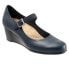 Фото #2 товара Trotters Willow T1964-400 Womens Blue Wide Leather Wedges Heels Shoes 6.5