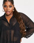 Фото #3 товара ASOS DESIGN Curve oversized mesh shirt in black - BLACK