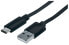 Фото #1 товара Manhattan USB-C to USB-A Cable - 1m - Male to Male - Black - 480 Mbps (USB 2.0) - Equivalent to USB2AC1M - Hi-Speed USB - Lifetime Warranty - Polybag - 1 m - USB C - USB A - USB 2.0 - Male/Male - Black