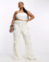 Фото #4 товара ASOS LUXE Curve butterfly embellished trouser in white & silver