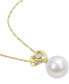 ფოტო #3 პროდუქტის Cultured Freshwater Pearl (9-1/2mm) & Diamond (1/20 ct. t.w.) Heart 17" Pendant Necklace in 10k Gold